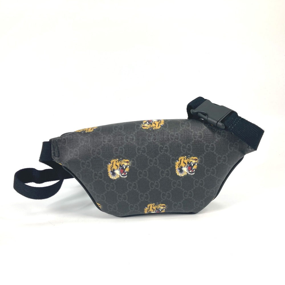 GUCCI Sling bag 675181 GG Supreme Canvas / Leather black GG Supreme tiger belt bag tiger mens Used