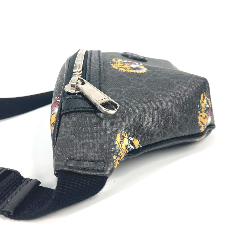 GUCCI Sling bag 675181 GG Supreme Canvas / Leather black GG Supreme tiger belt bag tiger mens Used