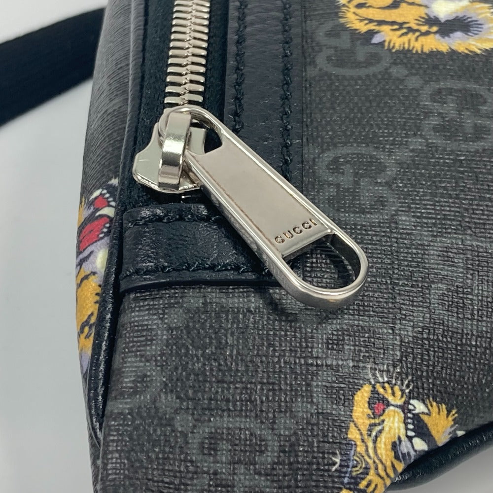 GUCCI Sling bag 675181 GG Supreme Canvas / Leather black GG Supreme tiger belt bag tiger mens Used