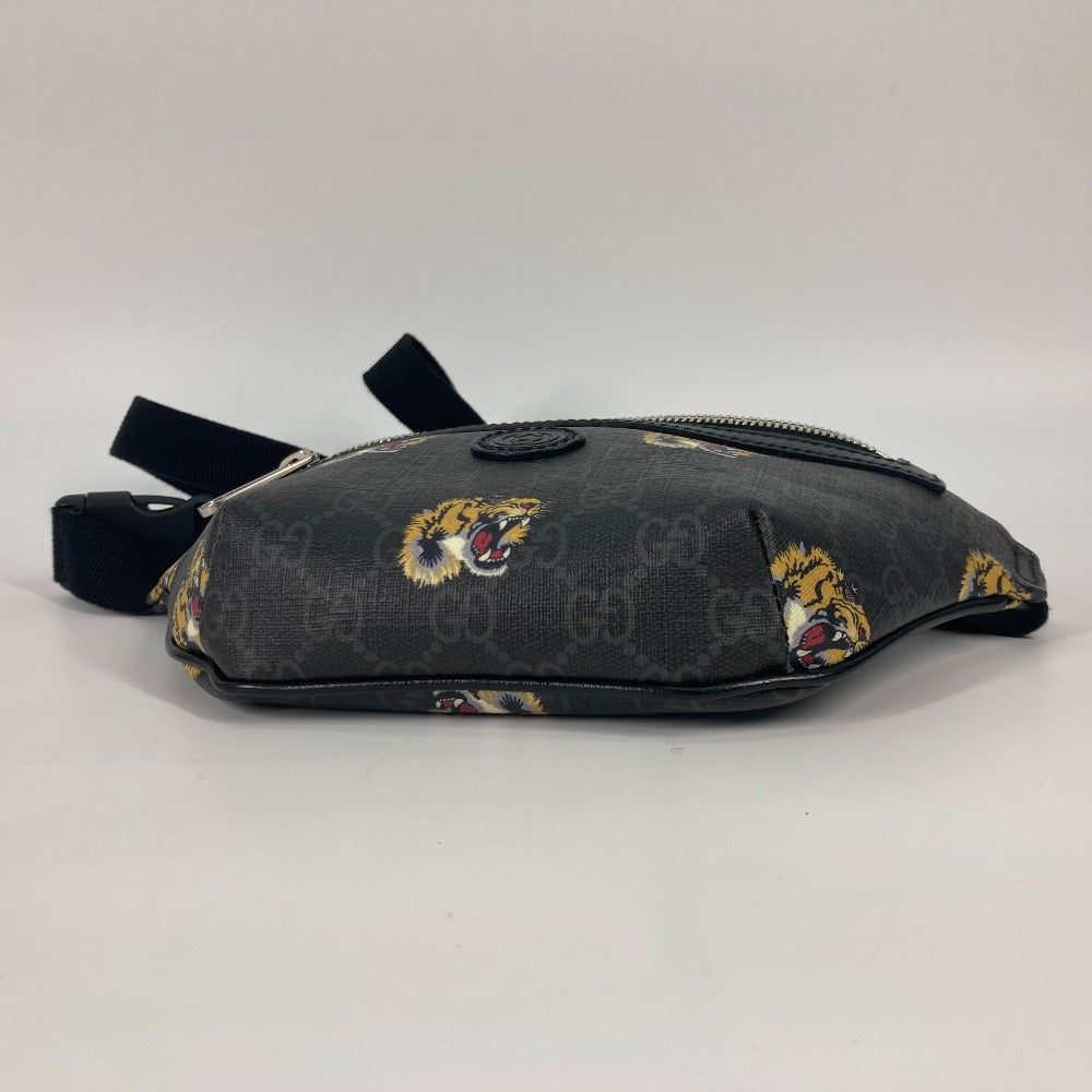 GUCCI Sling bag 675181 GG Supreme Canvas / Leather black GG Supreme tiger belt bag tiger mens Used