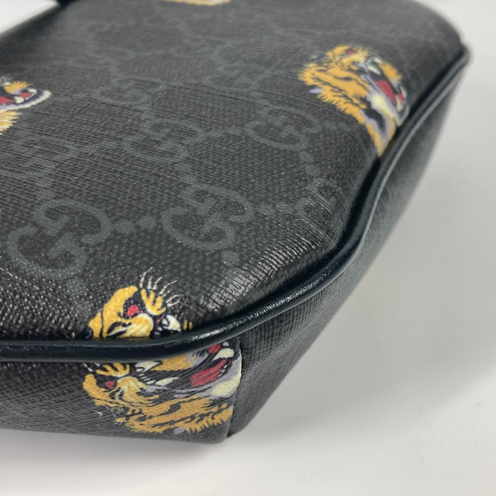 GUCCI Sling bag 675181 GG Supreme Canvas / Leather black GG Supreme tiger belt bag tiger mens Used
