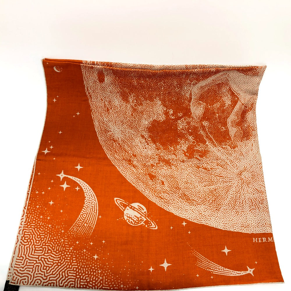 HERMES scarf Cotton, Silk Orange Clair De Lune Calegean 140 Women Used