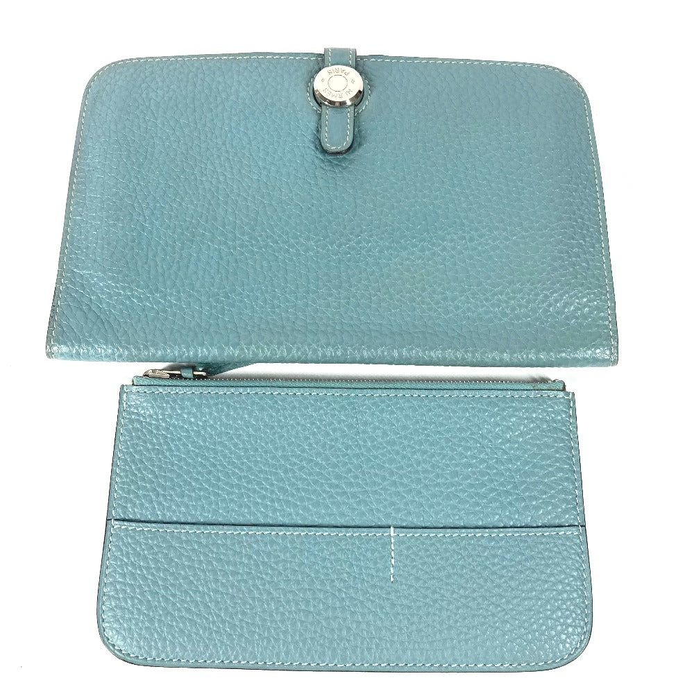 HERMES Long Wallet Purse Togo blue Long wallet Dogon Duo GM Women Used