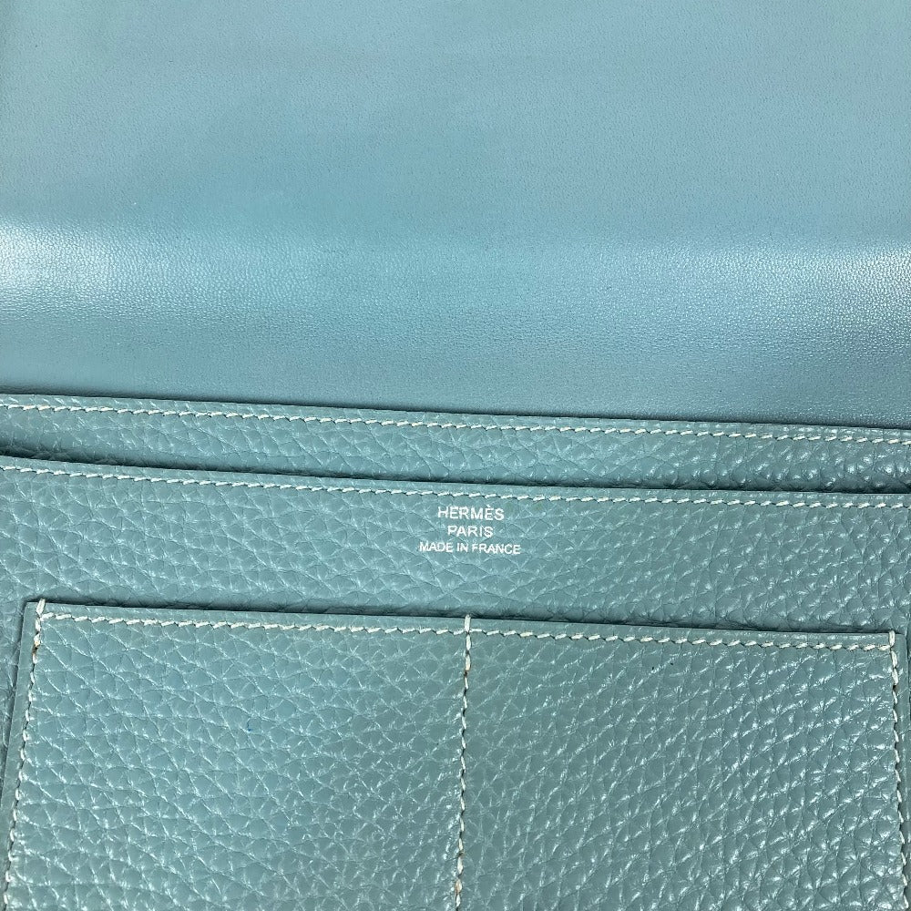 HERMES Long Wallet Purse Togo blue Long wallet Dogon Duo GM Women Used