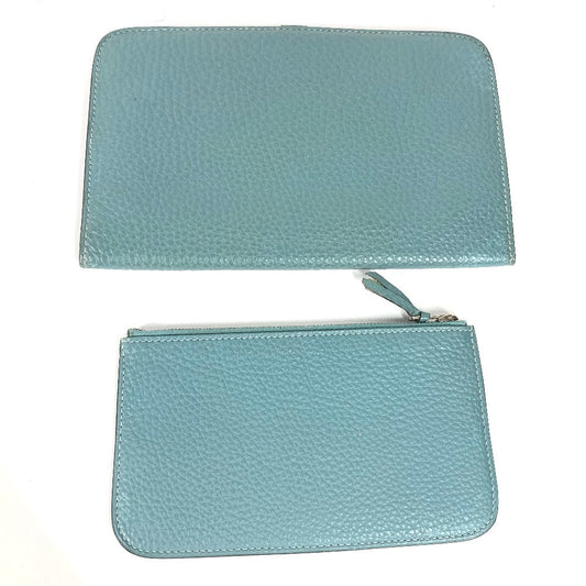 HERMES Long Wallet Purse Togo blue Long wallet Dogon Duo GM Women Used