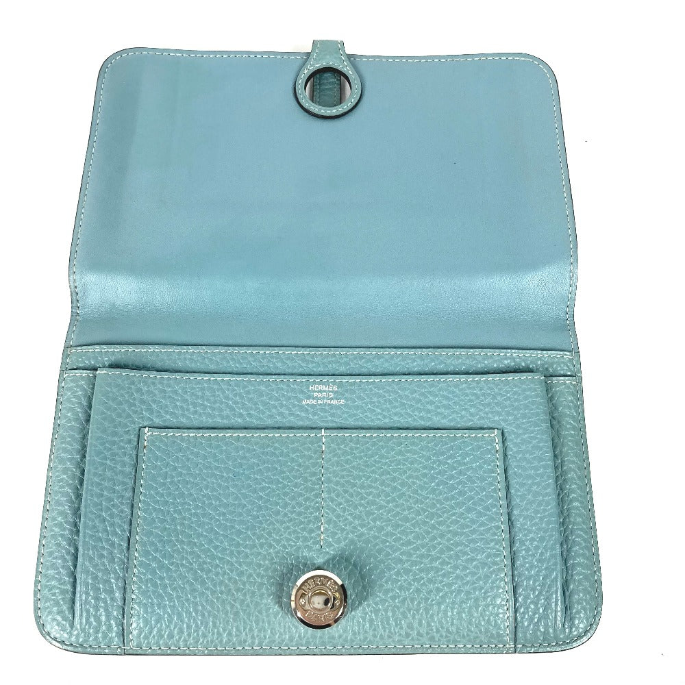 HERMES Long Wallet Purse Togo blue Long wallet Dogon Duo GM Women Used