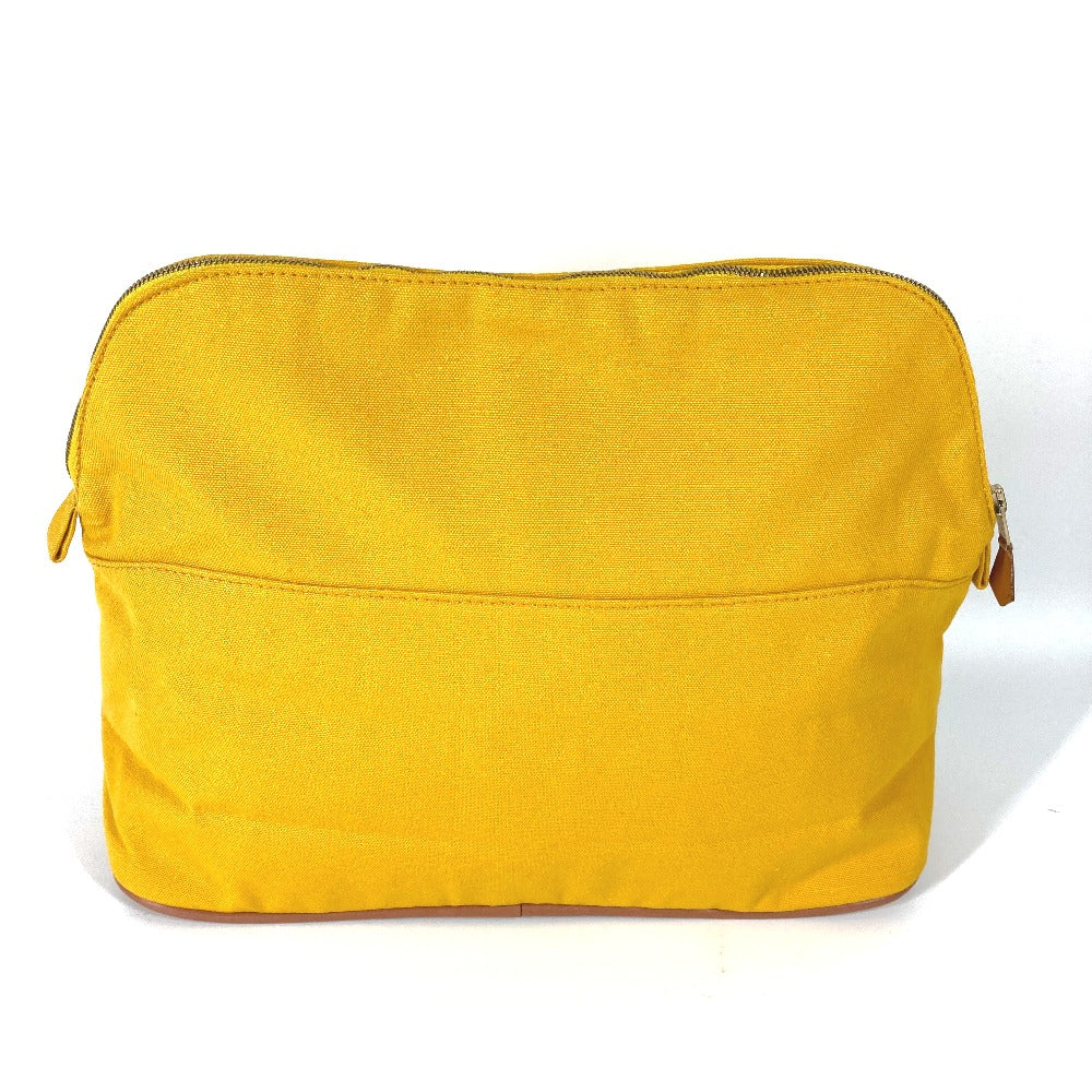 HERMES Pouch canvas yellow Cosmetics Pouch Multi Pouch Bolide GM Women Used
