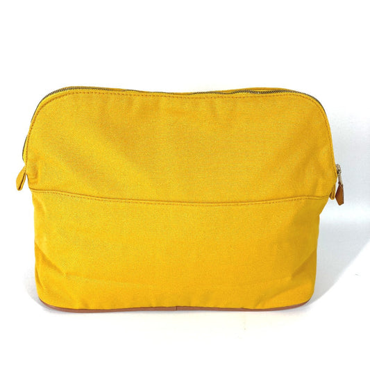 HERMES Pouch canvas yellow Cosmetics Pouch Multi Pouch Bolide GM Women Used