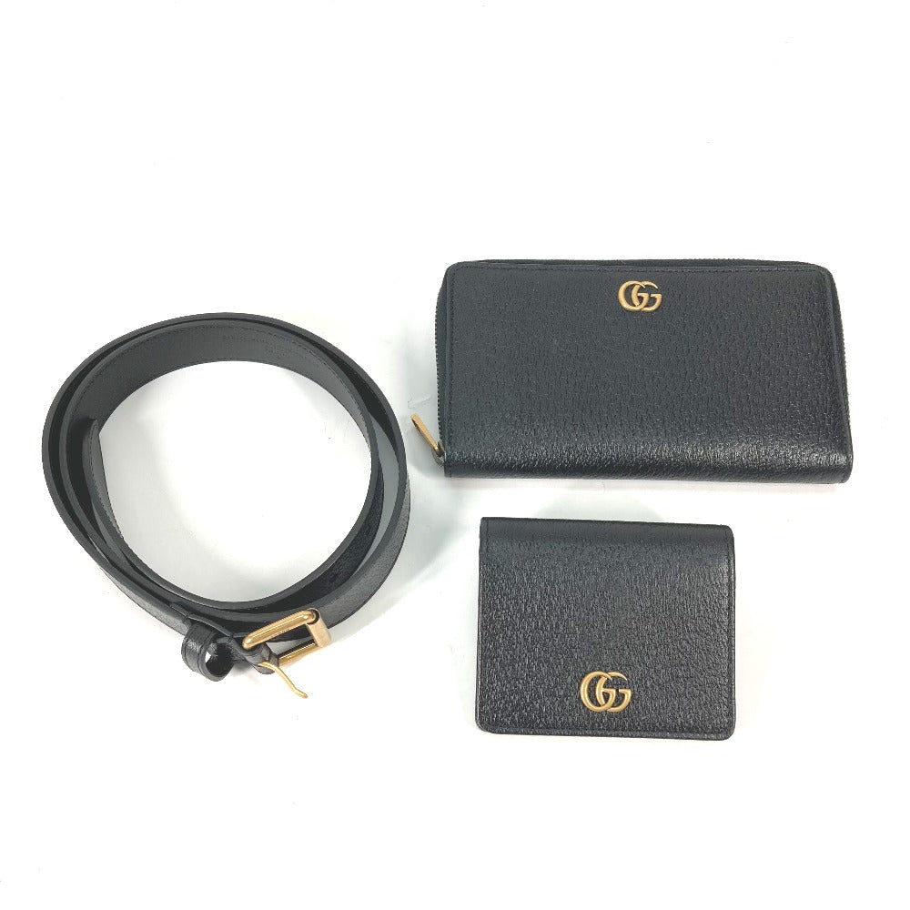 GUCCI Long Wallet Purse 699304 leather black Belt bag Waist bag GG mens Used