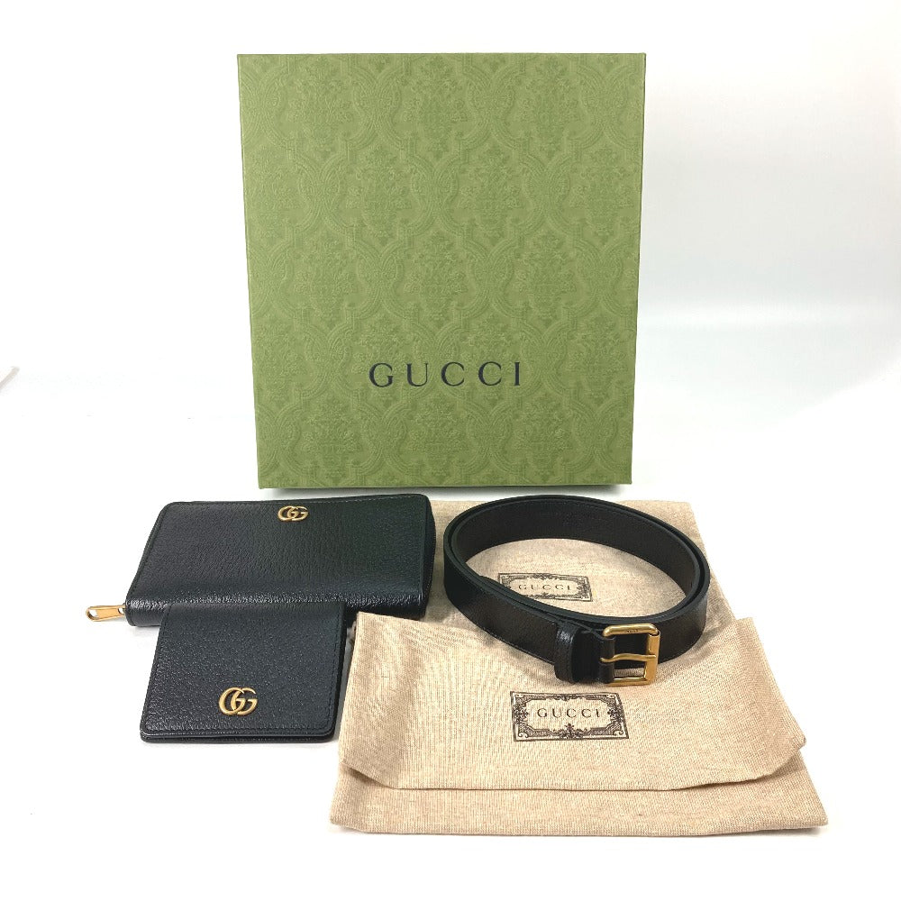 GUCCI Long Wallet Purse 699304 leather black Belt bag Waist bag GG mens Used