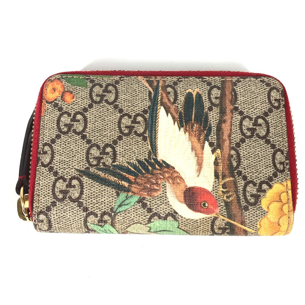 GUCCI Coin case 424897 GG Supreme Canvas Red GG Supreme Coin Pocket Wallet bird motif bird Women Used