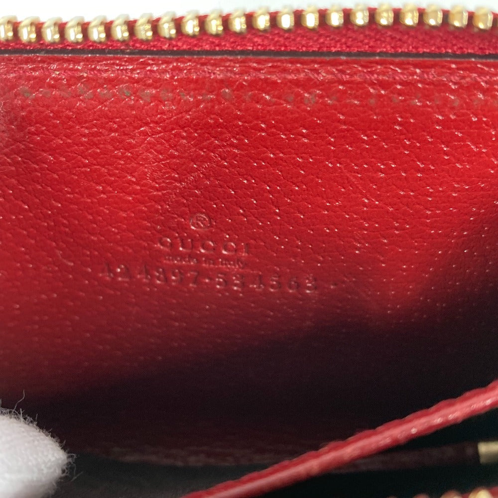 GUCCI Coin case 424897 GG Supreme Canvas Red GG Supreme Coin Pocket Wallet bird motif bird Women Used