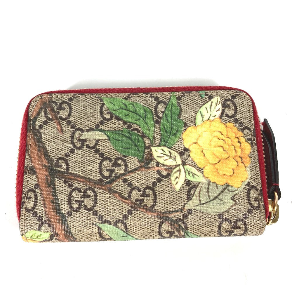 GUCCI Coin case 424897 GG Supreme Canvas Red GG Supreme Coin Pocket Wallet bird motif bird Women Used