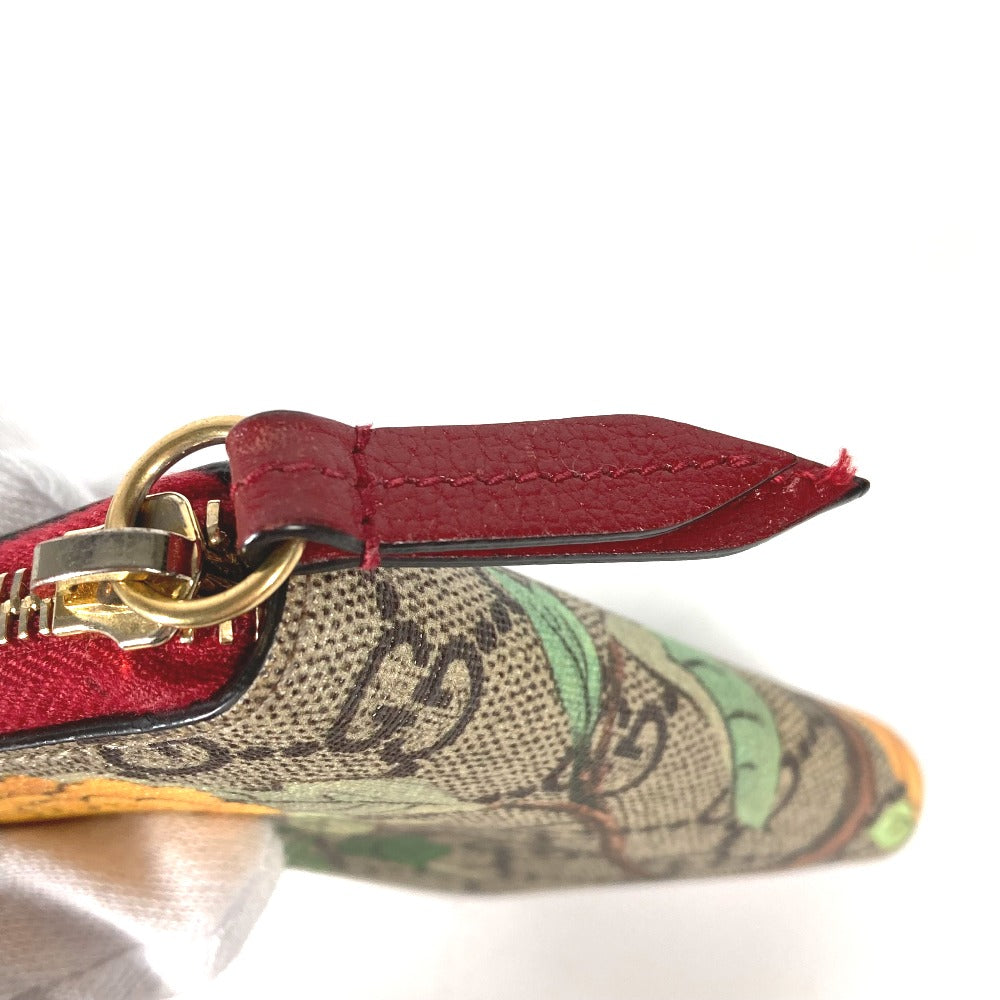 GUCCI Coin case 424897 GG Supreme Canvas Red GG Supreme Coin Pocket Wallet bird motif bird Women Used