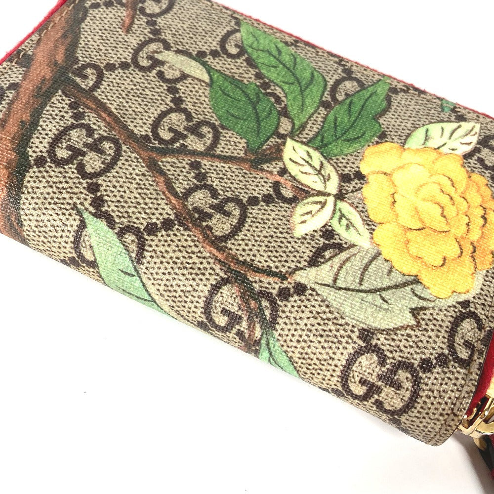 GUCCI Coin case 424897 GG Supreme Canvas Red GG Supreme Coin Pocket Wallet bird motif bird Women Used