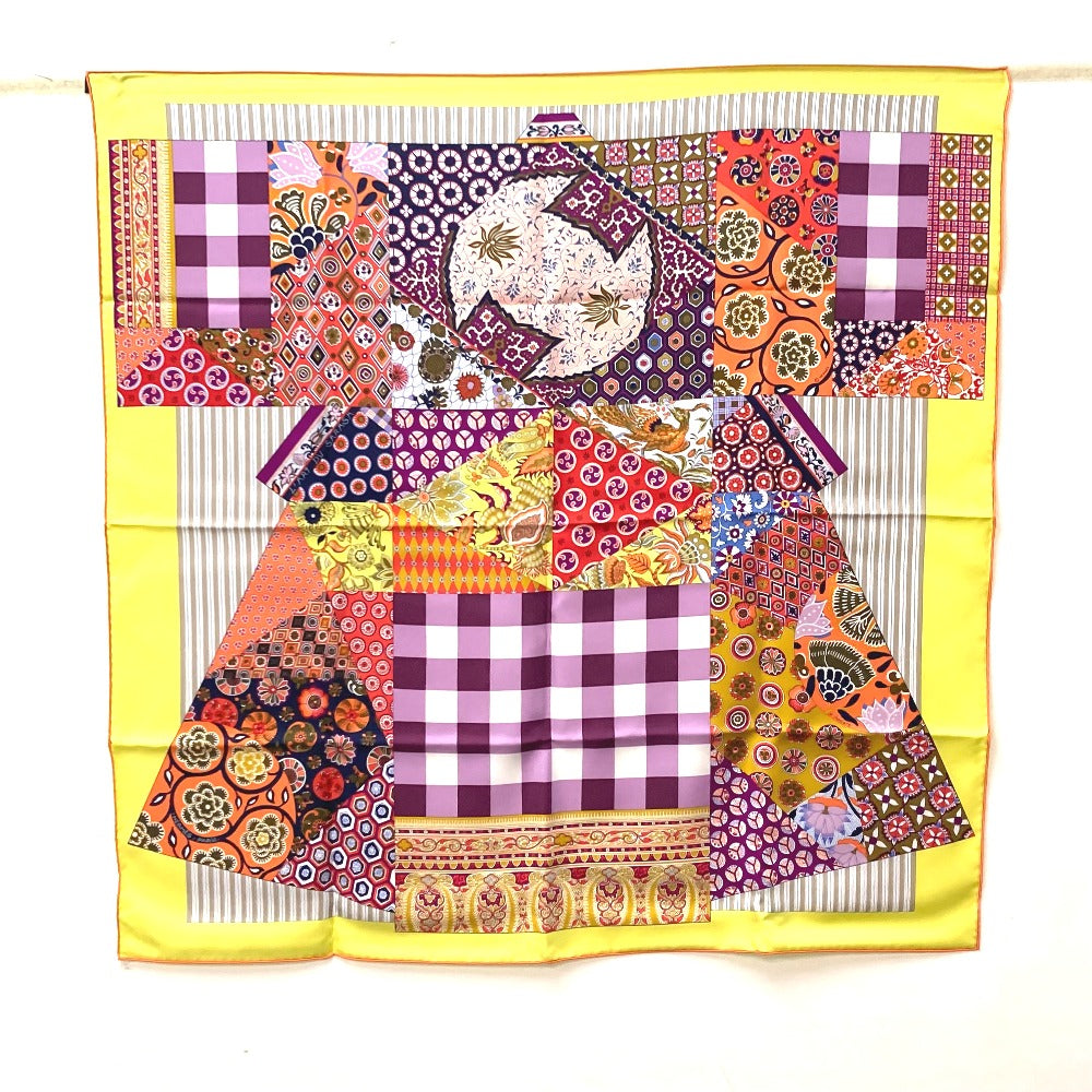 HERMES scarf silk Yellow x multicolor Carre 90 LArt du Sarasa Sarasa Art Women Used