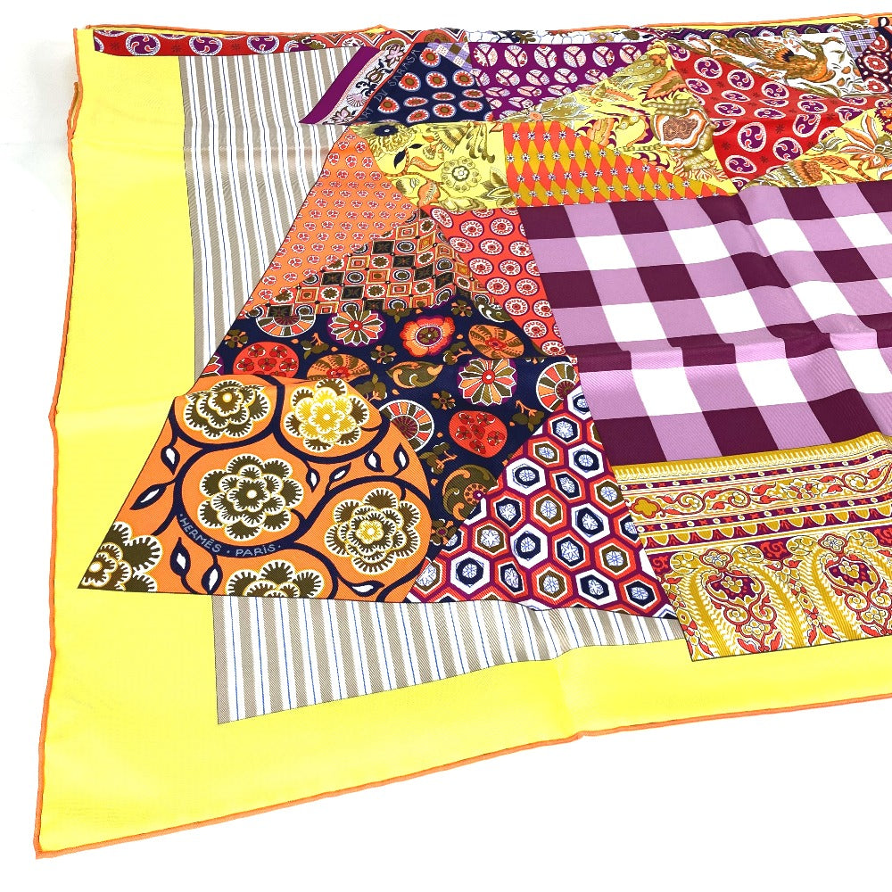 HERMES scarf silk Yellow x multicolor Carre 90 LArt du Sarasa Sarasa Art Women Used