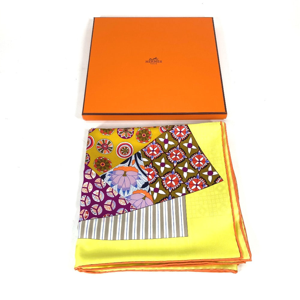HERMES scarf silk Yellow x multicolor Carre 90 LArt du Sarasa Sarasa Art Women Used