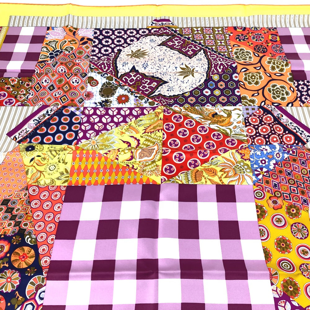 HERMES scarf silk Yellow x multicolor Carre 90 LArt du Sarasa Sarasa Art Women Used