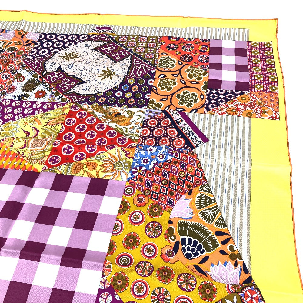 HERMES scarf silk Yellow x multicolor Carre 90 LArt du Sarasa Sarasa Art Women Used