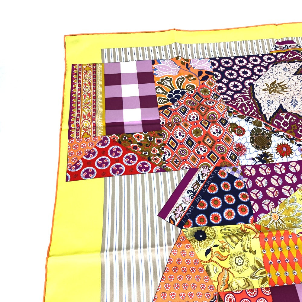 HERMES scarf silk Yellow x multicolor Carre 90 LArt du Sarasa Sarasa Art Women Used