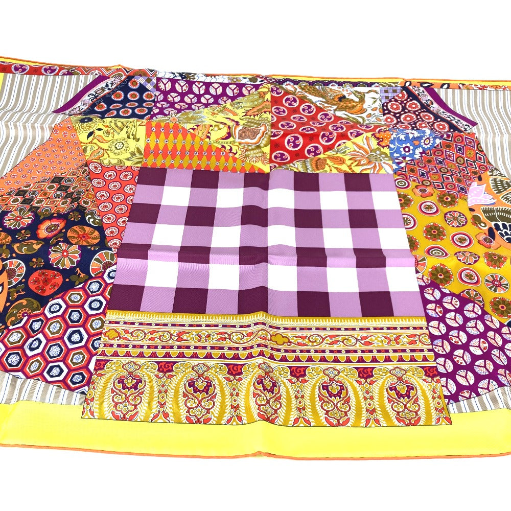 HERMES scarf silk Yellow x multicolor Carre 90 LArt du Sarasa Sarasa Art Women Used