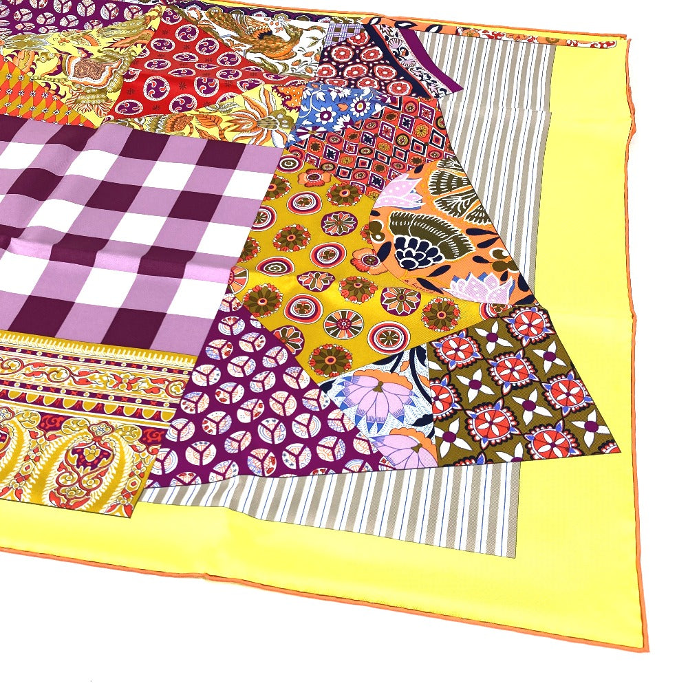 HERMES scarf silk Yellow x multicolor Carre 90 LArt du Sarasa Sarasa Art Women Used