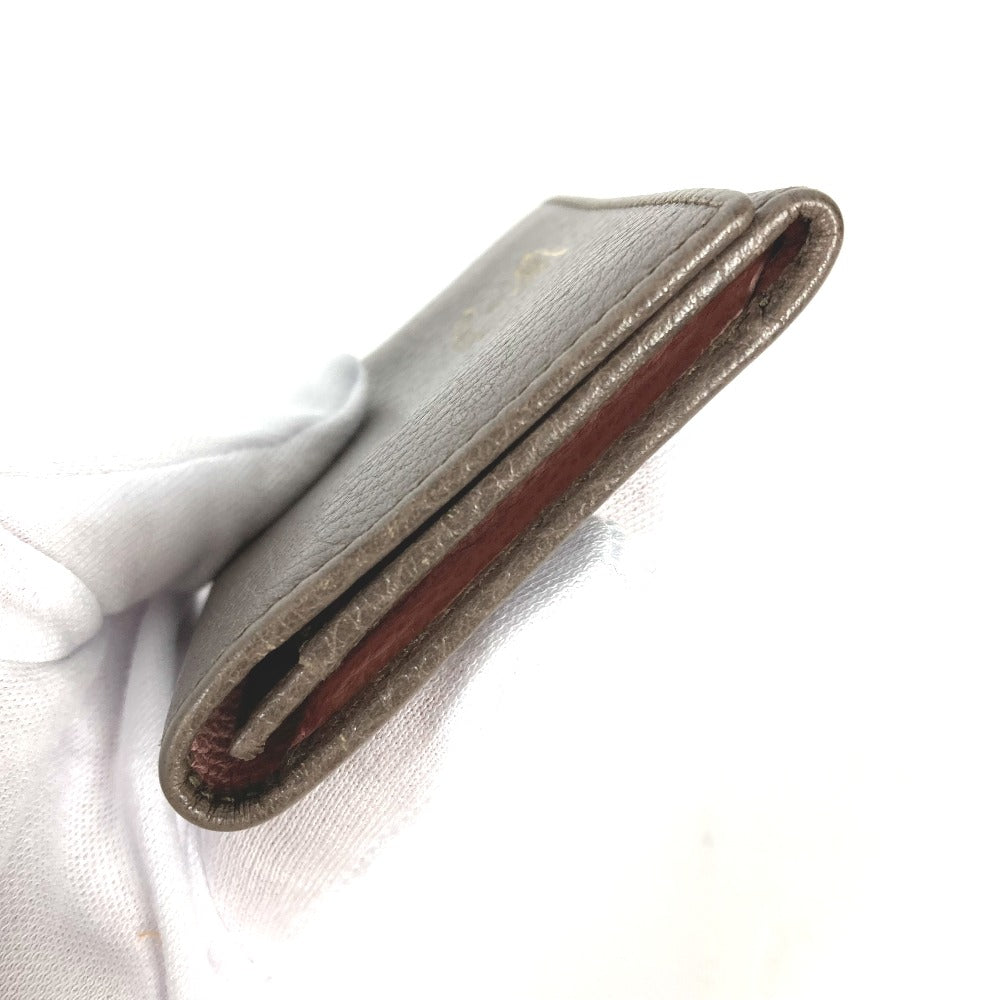 GUCCI Card Case 381045 leather Brown typex pink Bifold Wallet Swing