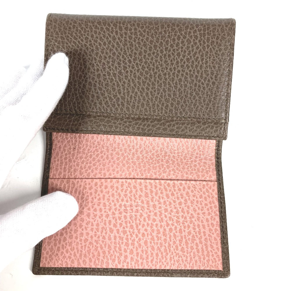 GUCCI Card Case 381045 leather Brown typex pink Bifold Wallet Swing