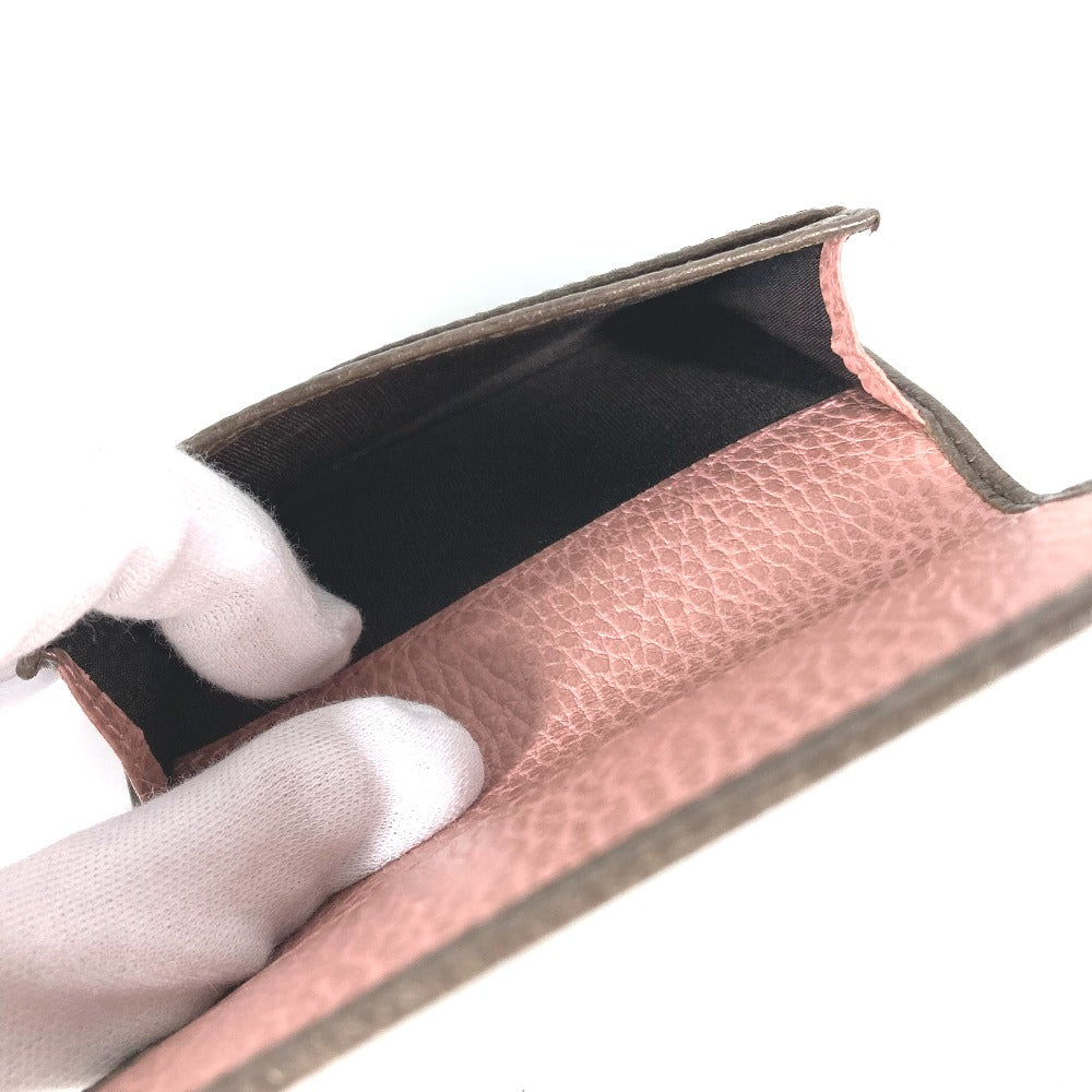 GUCCI Card Case 381045 leather Brown typex pink Bifold Wallet Swing