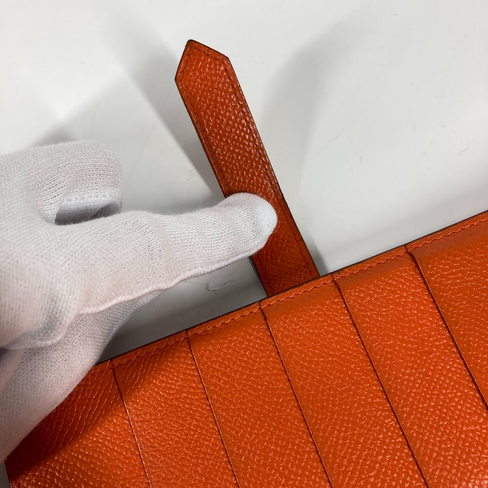 HERMES Long Wallet Purse Epsom Orange HMetal Beansufla Women Used
