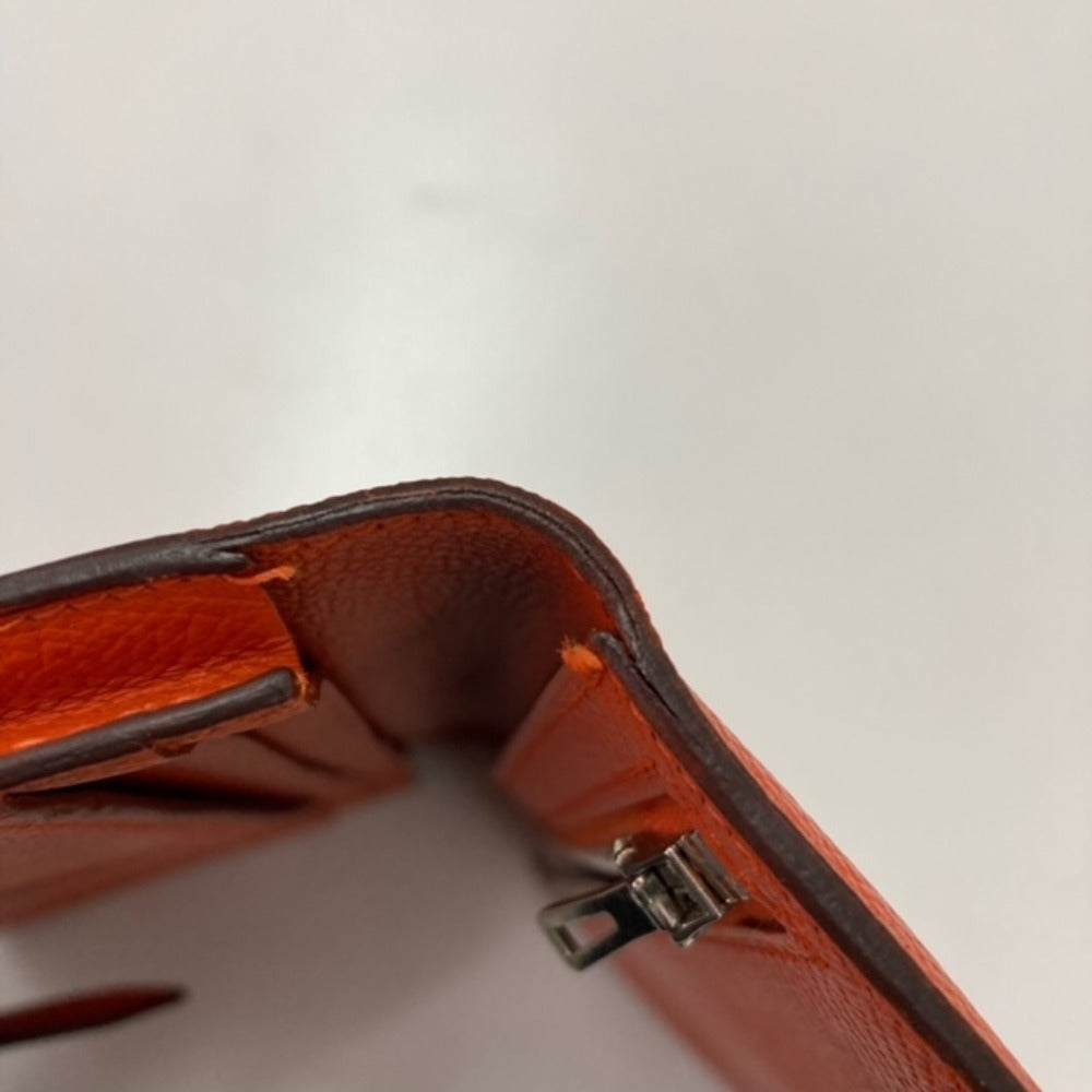 HERMES Long Wallet Purse Epsom Orange HMetal Beansufla Women Used