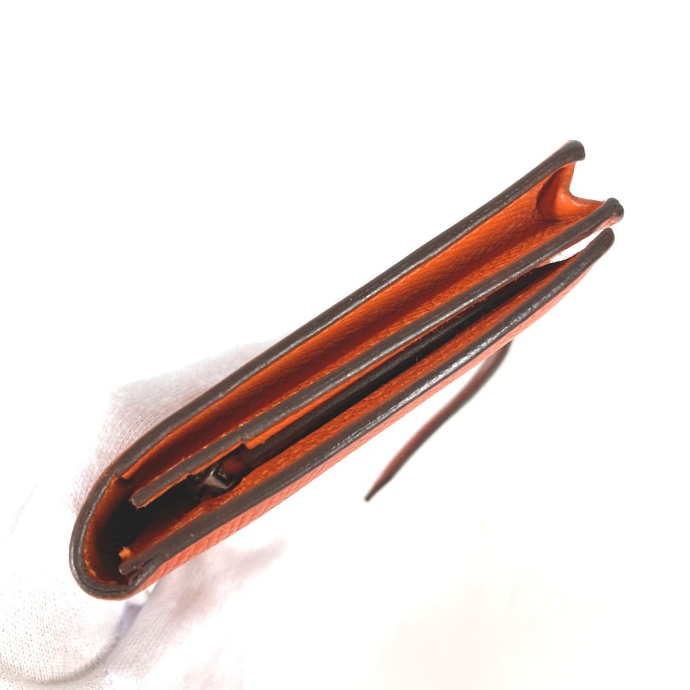 HERMES Long Wallet Purse Epsom Orange HMetal Beansufla Women Used