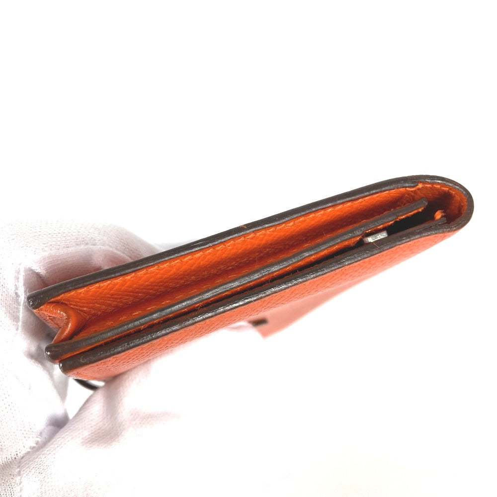 HERMES Long Wallet Purse Epsom Orange HMetal Beansufla Women Used