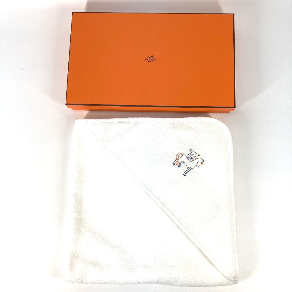 HERMES towel H103480M 01 cotton white bus wrap cabriol