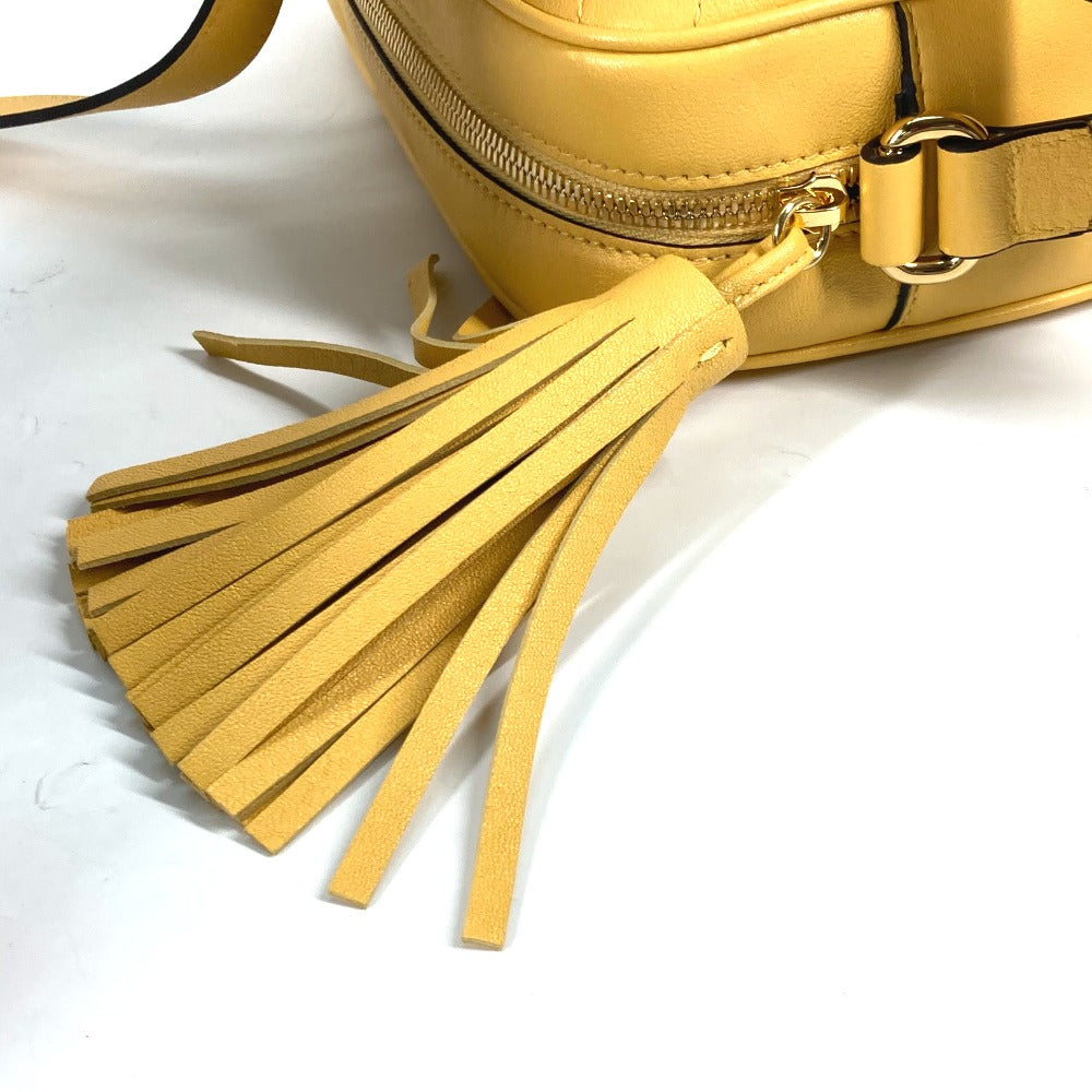 GUCCI Shoulder Bag 742360 leather yellow Round interlocking G tassel Blondy Women Used