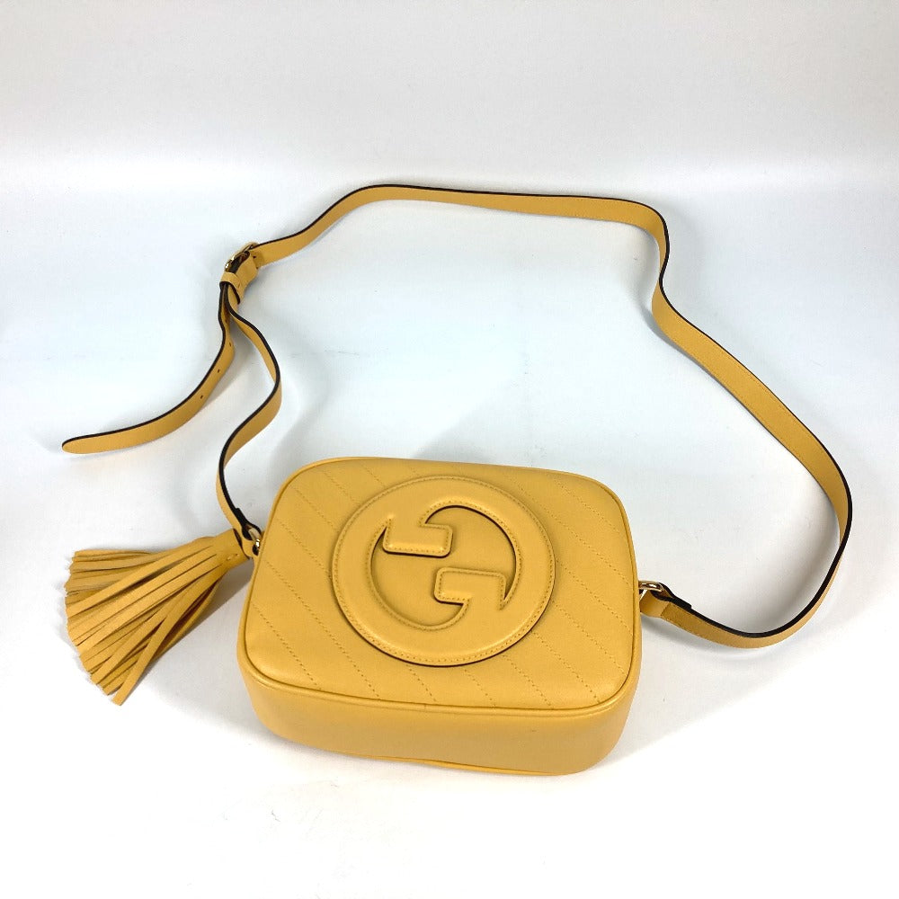 GUCCI Shoulder Bag 742360 leather yellow Round interlocking G tassel Blondy Women Used