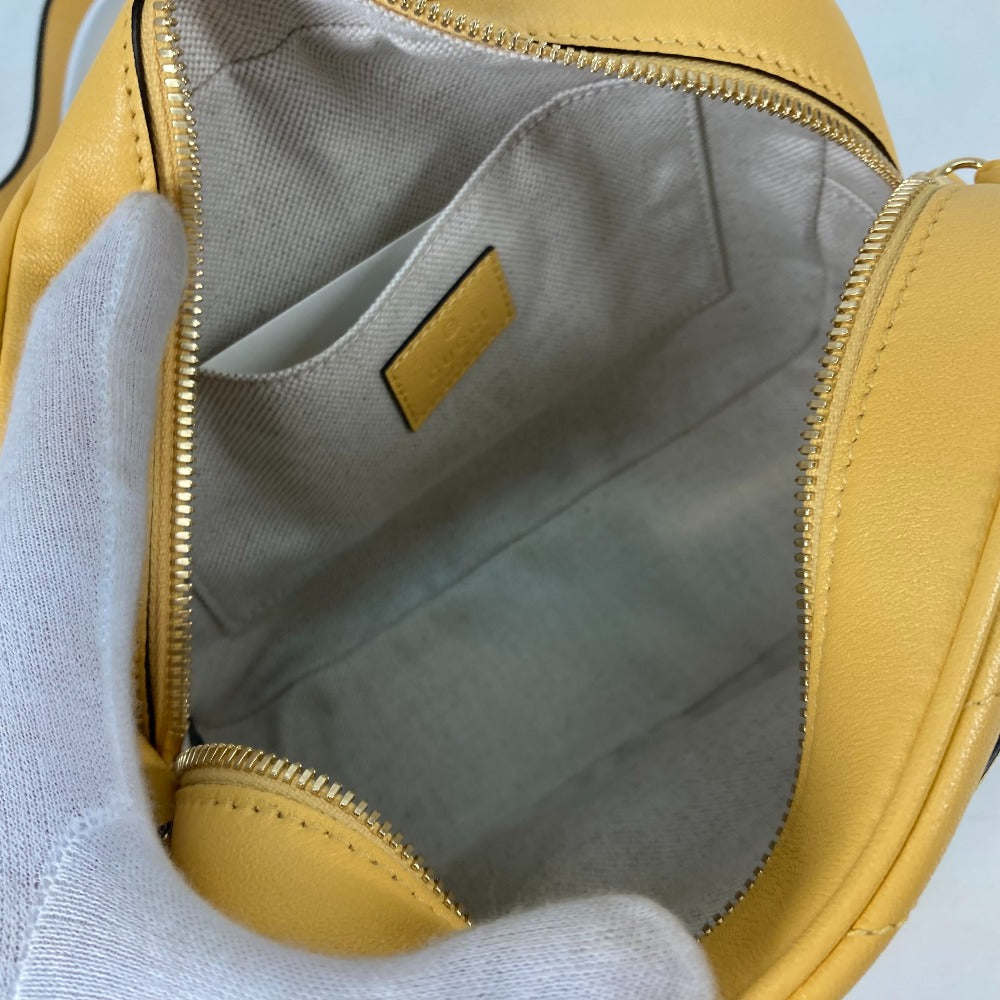 GUCCI Shoulder Bag 742360 leather yellow Round interlocking G tassel Blondy Women Used