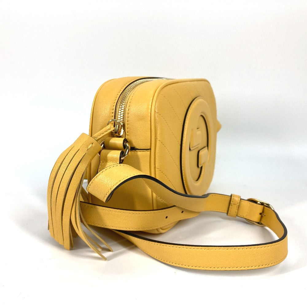 GUCCI Shoulder Bag 742360 leather yellow Round interlocking G tassel Blondy Women Used