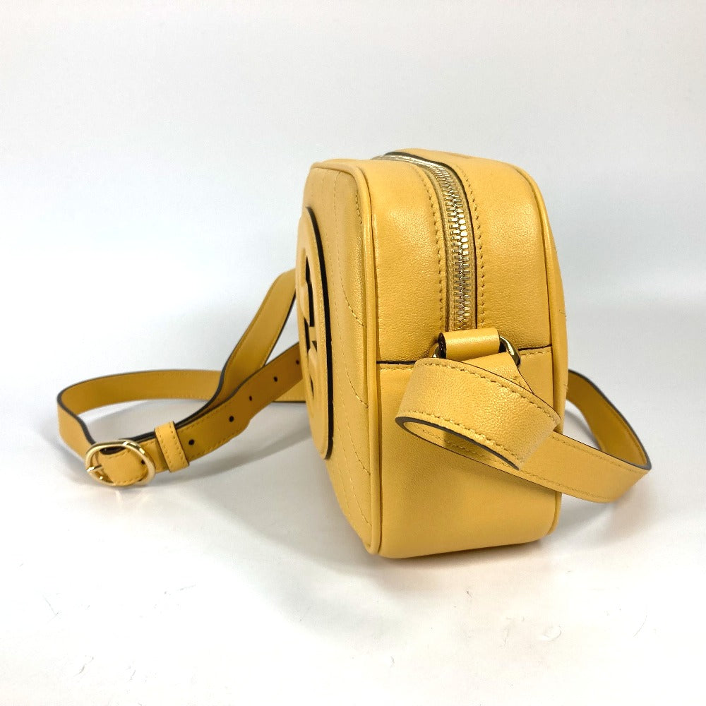 GUCCI Shoulder Bag 742360 leather yellow Round interlocking G tassel Blondy Women Used