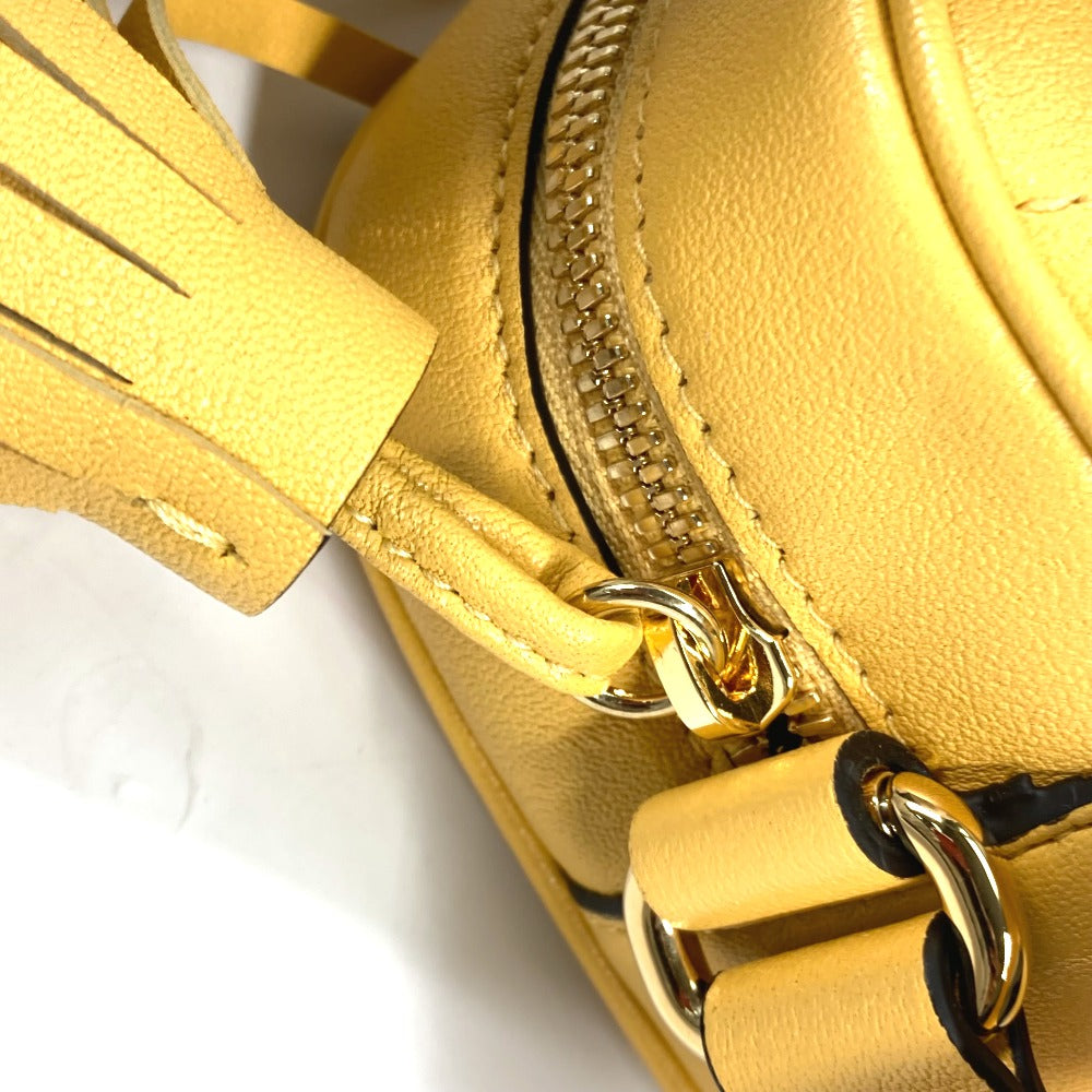GUCCI Shoulder Bag 742360 leather yellow Round interlocking G tassel Blondy Women Used