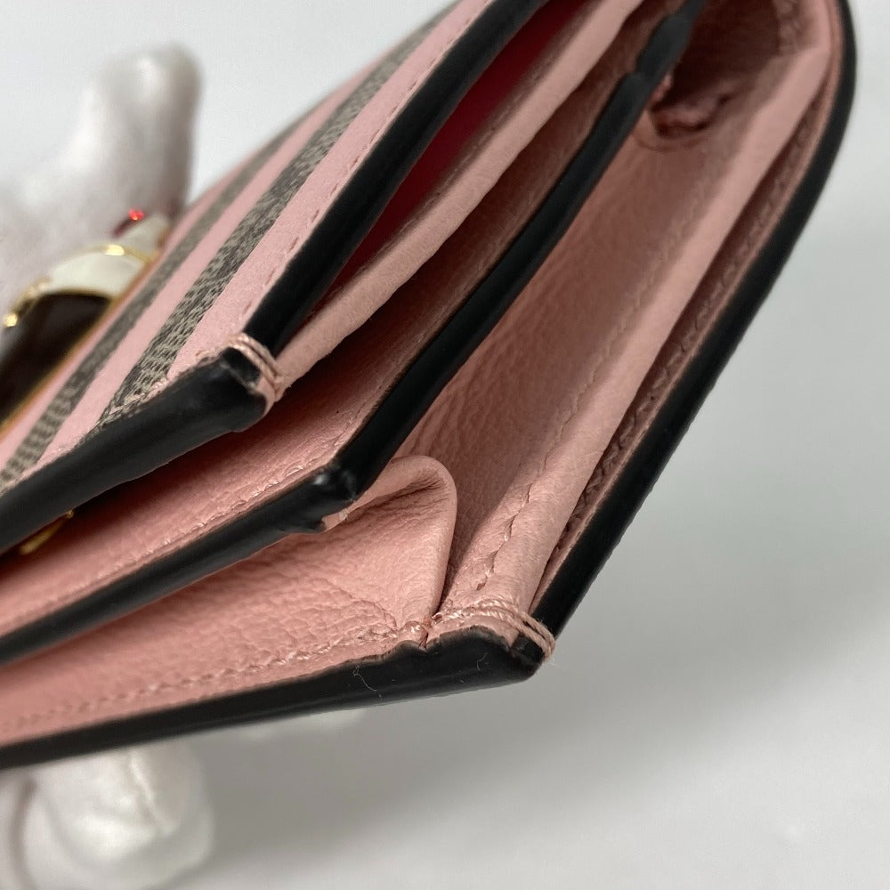 GUCCI Folded wallet 701489 GG Supreme Canvas Pink x Beige GG Supreme Stripe ice cream Women Used