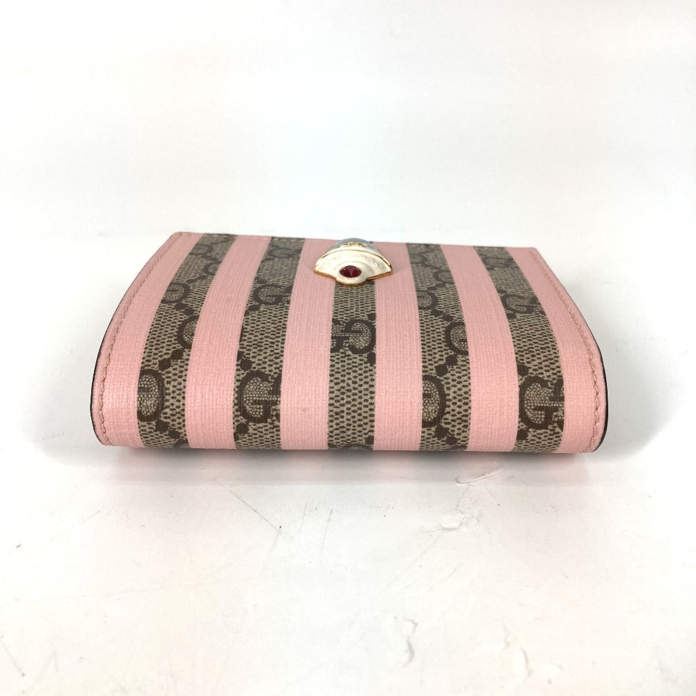 GUCCI Folded wallet 701489 GG Supreme Canvas Pink x Beige GG Supreme Stripe ice cream Women Used
