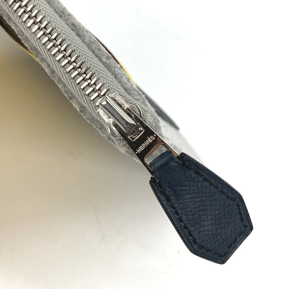 HERMES Clutch bag Felt / Epsom Gray x yellow Pouch To Doo 29 mens Used
