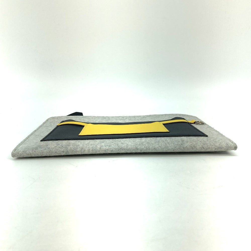 HERMES Clutch bag Felt / Epsom Gray x yellow Pouch To Doo 29 mens Used