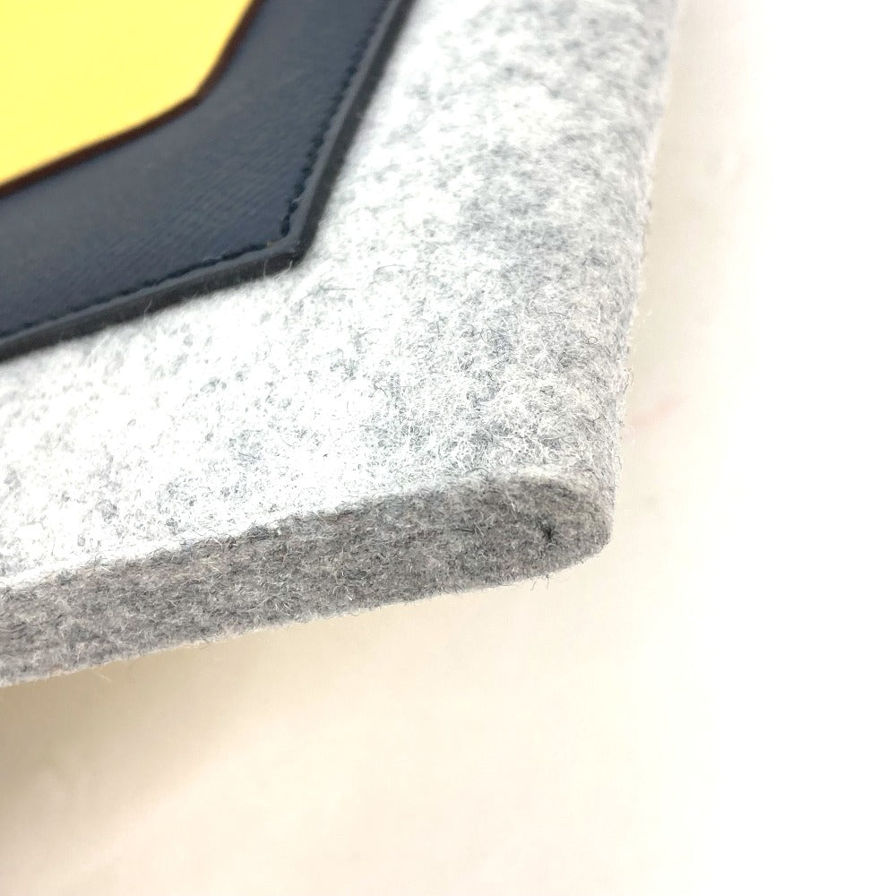 HERMES Clutch bag Felt / Epsom Gray x yellow Pouch To Doo 29 mens Used