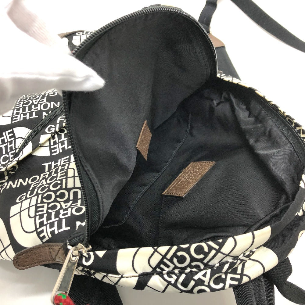 GUCCI Backpack 650288 Nylon / leather Black x white GUCCIxTHE NORTH FACE collaboration mens Used