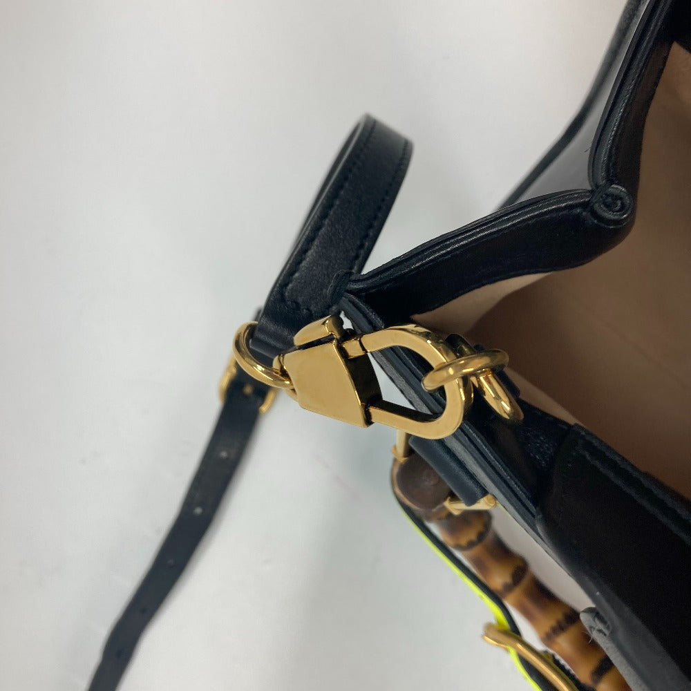 GUCCI Tote Bag 655661 leather black Neon color strap included Diana Mini Bamboo Women Used