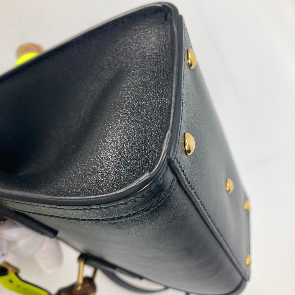GUCCI Tote Bag 655661 leather black Neon color strap included Diana Mini Bamboo Women Used