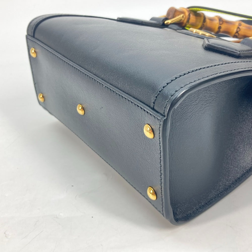 GUCCI Tote Bag 655661 leather black Neon color strap included Diana Mini Bamboo Women Used